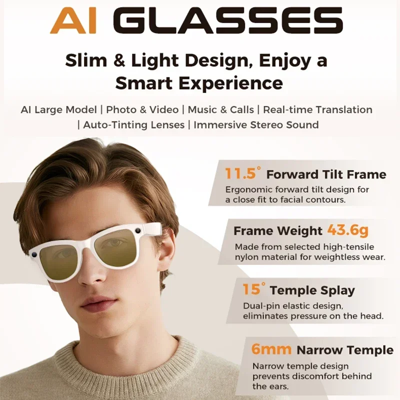 Inteligentne okulary AI z kame – Audio Music Recording recenzja i cena